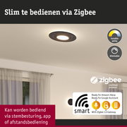 Ronde zwarte LED-plafondlamp met Zigbee-bediening, dimbaar en instelbaar wit voor slimme verlichting