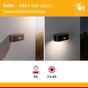 Solar LED Außenwandleuchte Adya Bewegungsmelder IP44 3000K 200lm Schwarz