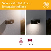 Solar LED Außenwandleuchte Adya Bewegungsmelder IP44 3000K 200lm Schwarz