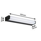 Applique murale LED noire avec diffuseur blanc, 326 mm de long, 78 mm de large, 40 mm de haut, éclairage intérieur moderne