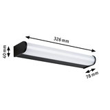 Schwarze LED-Wandleuchte mit weißem Diffusor, 326 mm lang, 78 mm breit, 40 mm hoch, moderne Innenbeleuchtung