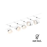 Fünfflammige weiße Schienenleuchte mit Chromring, LED-Leuchtmittel nicht enthalten, moderne Innenbeleuchtung