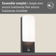Applique murale extérieure moderne en métal noir avec verre blanc et détecteur de mouvement pour jardin