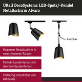 Schwarzer Metall-LED-Pendelleuchter Alvaro mit goldfarbenem Innenraum, kürzbar und vielseitig einsetzbar