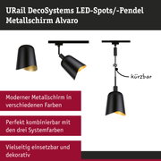 Schwarzer Metall-LED-Pendelleuchter Alvaro mit goldfarbenem Innenraum, moderner Spot für Schienensysteme