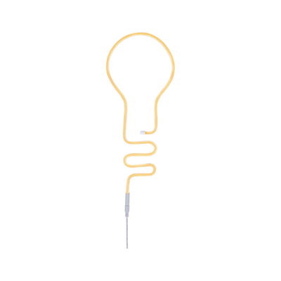 Yellow LED neon light shaped like a light bulb made of flexible material for decorative lighting