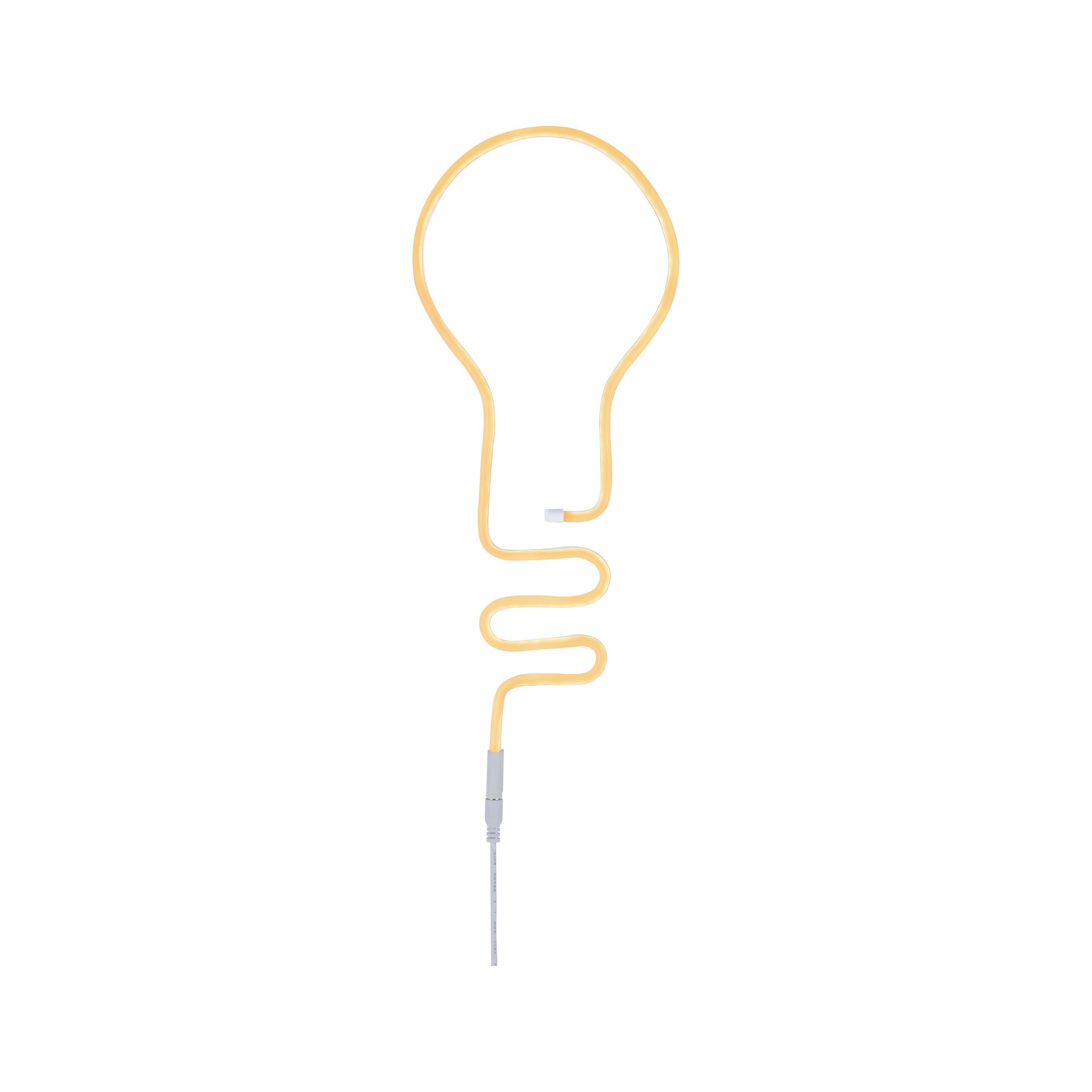 Yellow LED light tube shaped like a bulb with flexible cable for decorative lighting