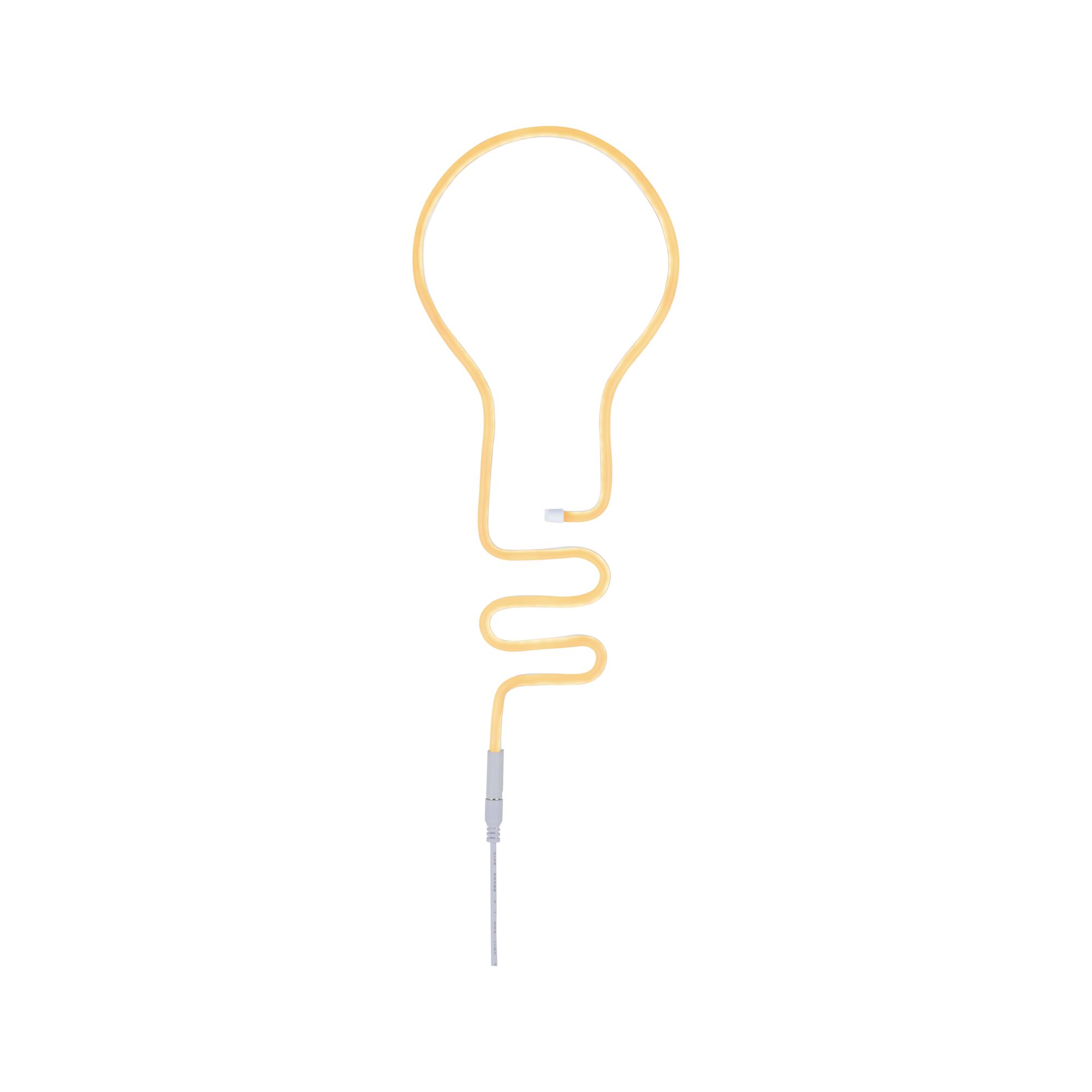 Yellow LED light tube shaped like a bulb with flexible cable for decorative lighting