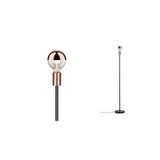 Standing LED lamp with black pole and copper glass lampshade for modern living room lighting