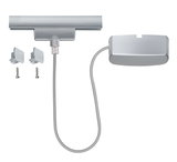 Zilveren LED-verbindingkabel met houders en schroeven voor flexibele lichtinstallaties