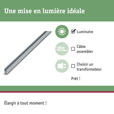Profilé lumineux LED en aluminium argenté pour solutions d'éclairage intérieur flexibles