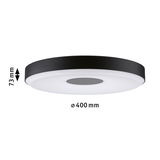 Ronde LED-plafondlamp met zwarte metalen rand en witte diffuser, diameter 400 mm