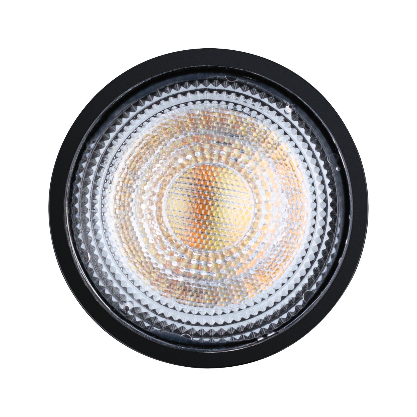 Verre rond pour spot encastré LED avec cadre noir et réflecteur texturé pour éclairage intérieur