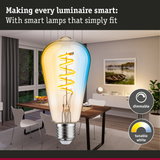 Large dimmable LED bulb with tunable white light in a modern dining room setting
