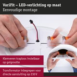 Witte LED-plafondlamp met traploos instelbare klemveren voor eenvoudige montage en 230V aansluiting