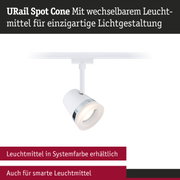 Weißer URail Spot Cone Strahler mit wechselbarem Leuchtmittel für flexible Lichtgestaltung