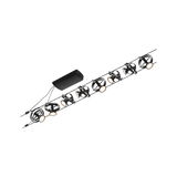 Black LED cable lighting system with eight adjustable spotlights for modern room and accent lighting.