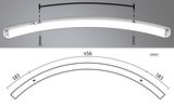 Teknisk tegning af buet aluminiumprofil med skruer og mål i millimeter til LED-skinner.