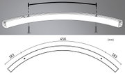 Teknisk tegning af buet aluminiumprofil med skruer og mål i millimeter til LED-skinner.