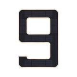 Numéro de maison solaire 9 noir avec cadre blanc en plastique pour éclairage extérieur