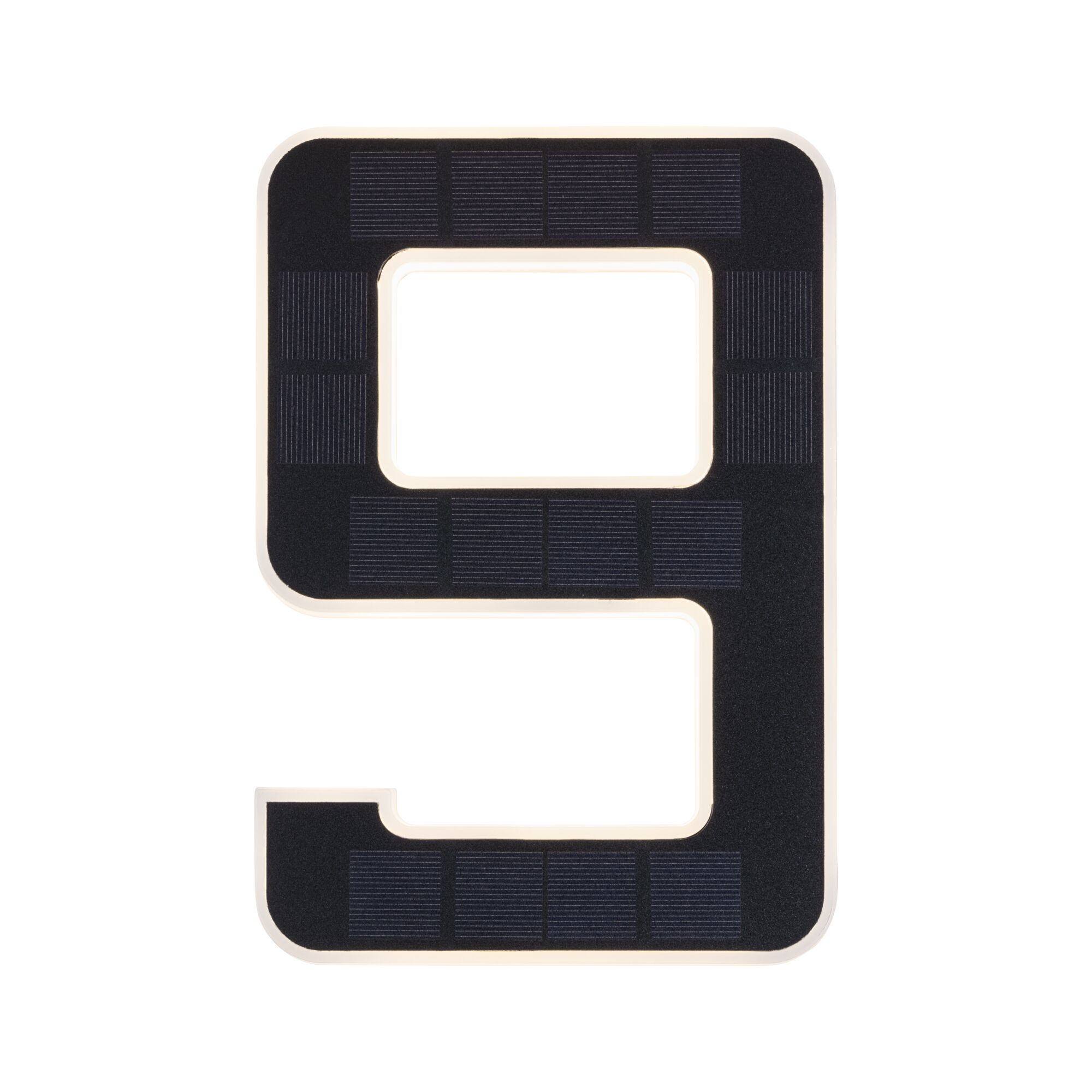 Numéro de maison solaire 9 noir avec cadre blanc en plastique pour éclairage extérieur