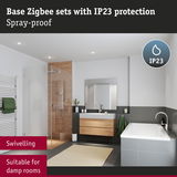 Modern bathroom with IP23 protected Zigbee lighting, spray-proof and suitable for damp rooms
