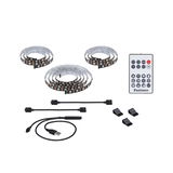 LED-stripset met afstandsbediening, USB-kabel en zwarte clips voor veelzijdige verlichting