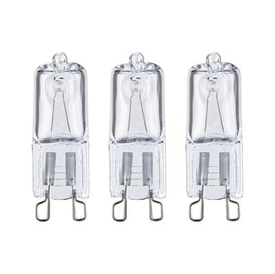 Trois ampoules halogènes transparentes en verre avec culot G9 pour éclairage économique