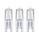 Three clear glass halogen bulbs with G9 base for energy-efficient lighting