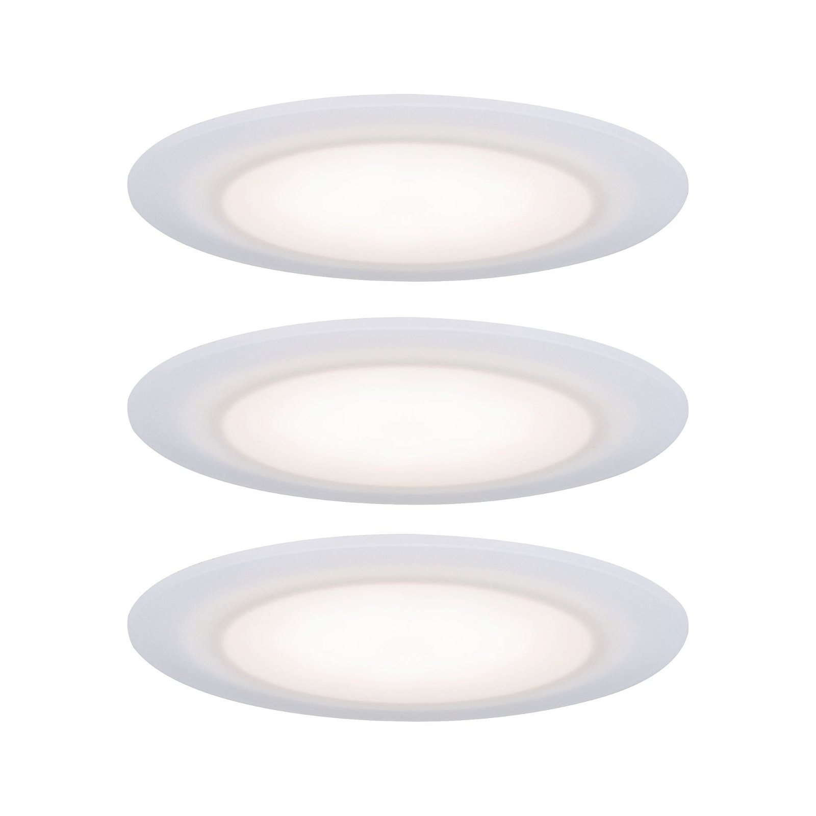 Premium LED Recessed luminaire Suon Basic Set IP44 round 90mm 3x5W 3x450lm 230V dimmable 2700K Satin/White
