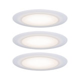Three white LED recessed lights with frosted glass for energy-efficient ceiling lighting