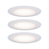Tre hvide LED-indbygningslamper med matteret glas til energieeffektiv loftbelysning