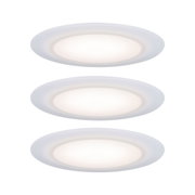 Rundes LED-Deckenlicht mit weißem Kunststoffrahmen und warmweißem Licht für Wohnräume