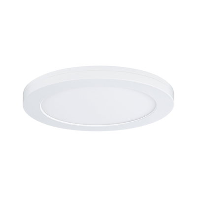 Round white LED ceiling panel made of plastic for energy-efficient room lighting