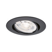 Schwarzer Einbaustrahler aus Metall mit klarem Glas und LED-Leuchte für moderne Innenbeleuchtung