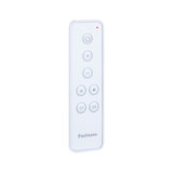 White plastic remote control with buttons for power, brightness, temperature, and scene settings