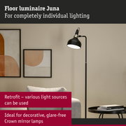 Black metal floor lamp Juna with adjustable shade for customizable lighting in living spaces