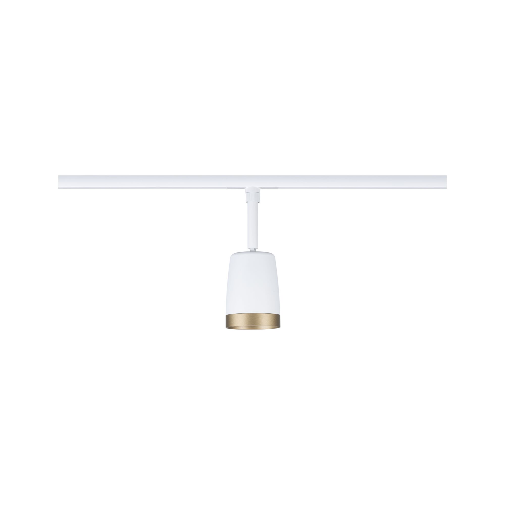 Modern white metal track spotlight with gold trim for versatile room lighting solutions