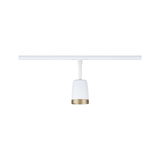 Moderne hvid metal skinnespot med guldkant til alsidig rumbelysning