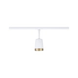Modern white metal track spotlight with gold trim for versatile room lighting solutions
