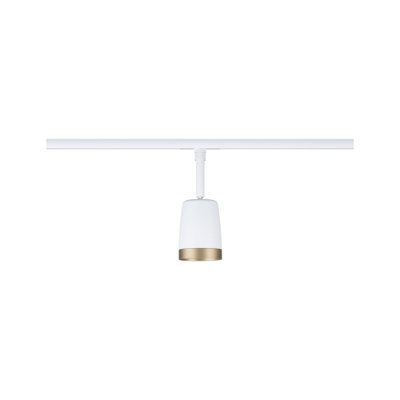 Modern white metal track spotlight with gold trim for versatile room lighting solutions