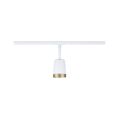 Modern white metal track spotlight with gold trim for versatile room lighting solutions