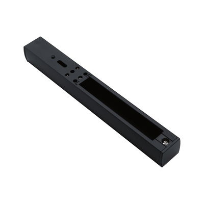 Black aluminum housing with connection slots for LED lighting, modern design for lighting technology