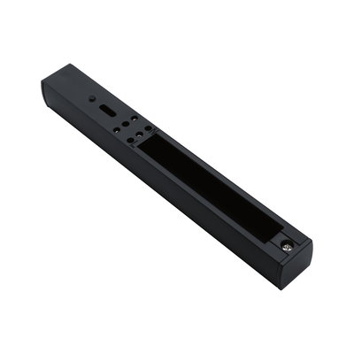 Black aluminum housing with connection slots for LED lighting, modern design for lighting technology