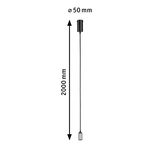 Câble suspendu noir avec douille argentée, 2000 mm de long et 50 mm de diamètre, accessoire LED