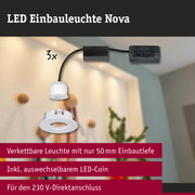 LED Einbauleuchte Nova in Weiß mit 50 mm Einbautiefe und austauschbarem LED-Coin für 230 V Anschluss