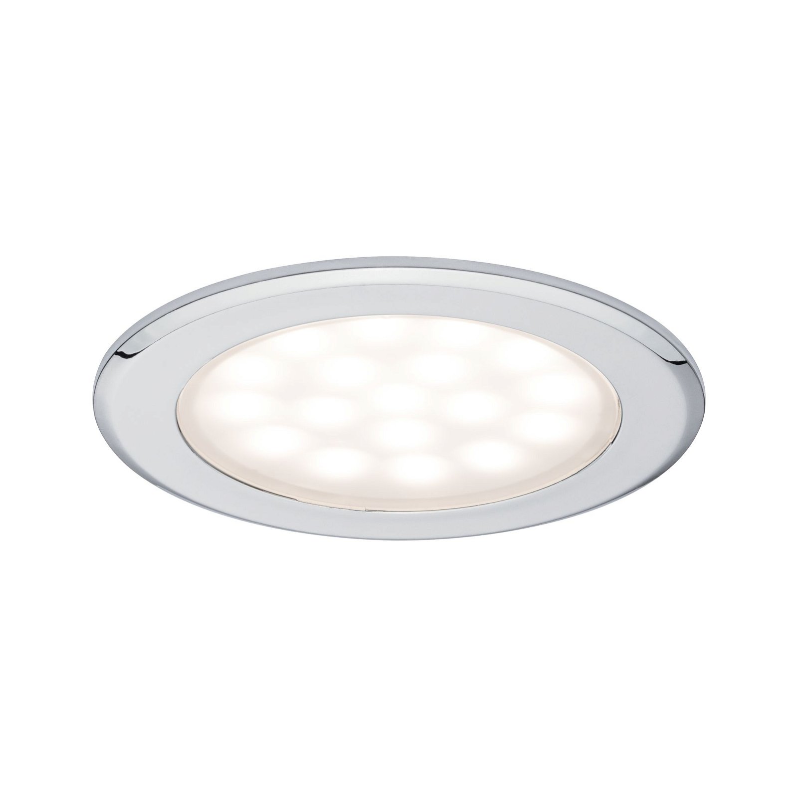 Éclairages encastrés LED pour meubles Armoire de toilette rond 65mm 2x2,5W 2x180lm 230/12V 3000K Chrome