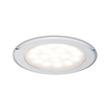 Ronde LED inbouwspot met chromen metalen rand en warm wit licht voor woonruimtes