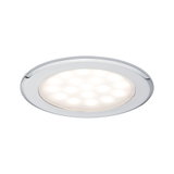 Spot LED encastré rond avec cadre en métal chromé et lumière blanc chaud pour intérieur
