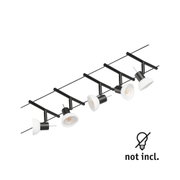 Schwarze LED-Schienenleuchte mit weißen Lampenschirmen aus Glas, moderne Innenbeleuchtung